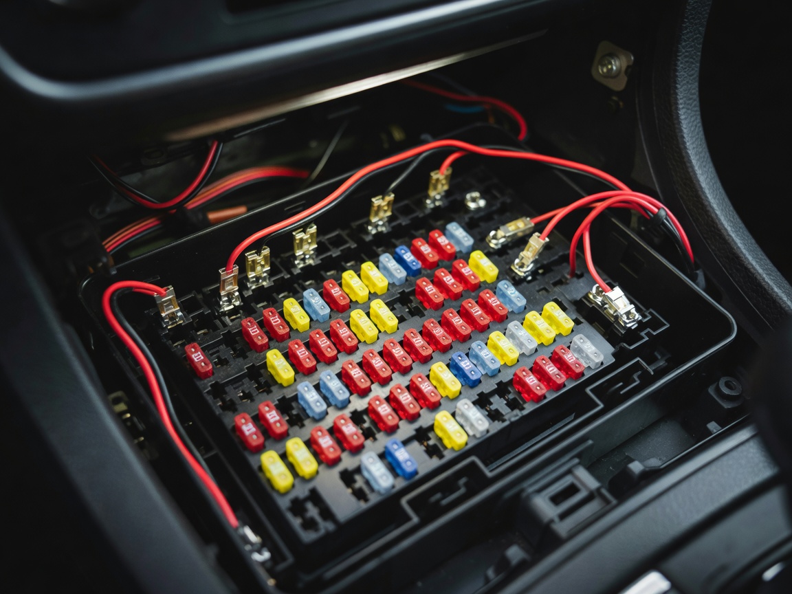 Render of a vehicle fuse box and hardwire taps